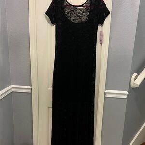 wild fable Black Lace Maxi Dress with Short Sleeves